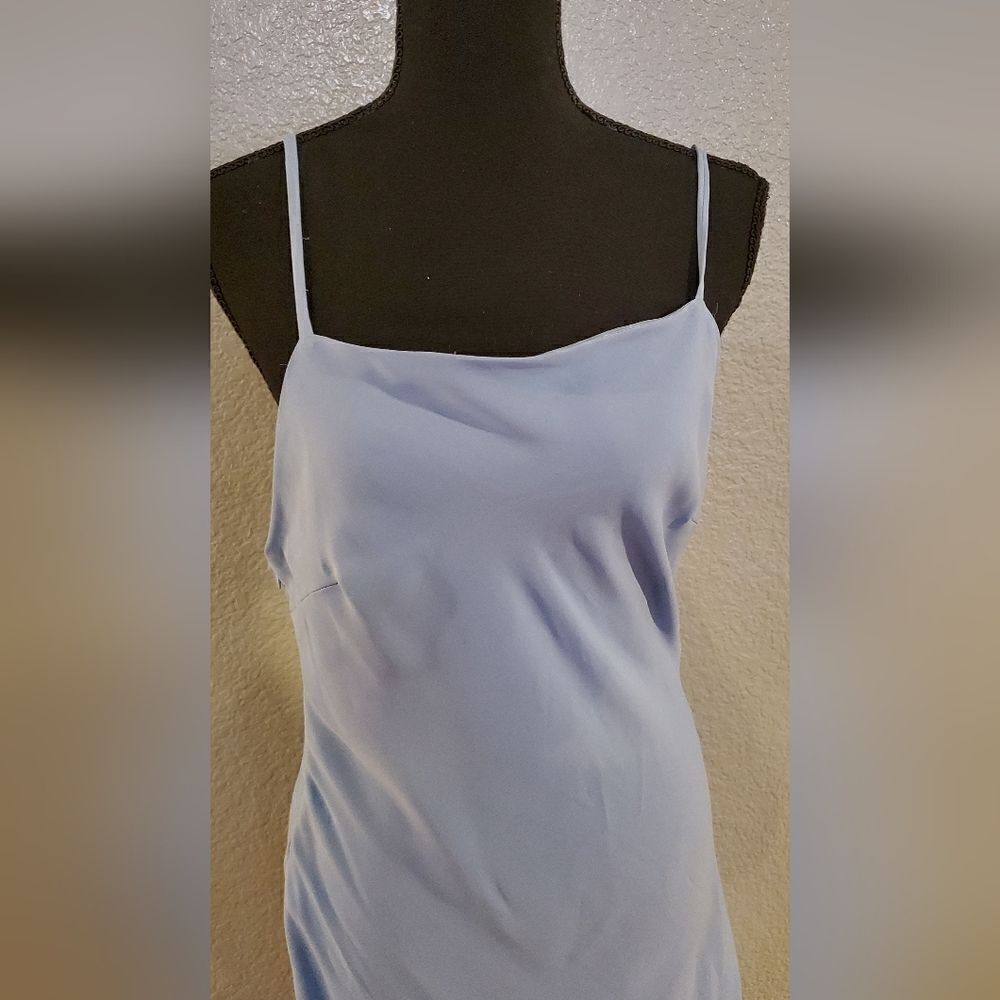 Cult Gaia Giselle Blue Tie Hem Stretch Silk Slip  Midi Dress Size L‎ - Picture 8 of 16